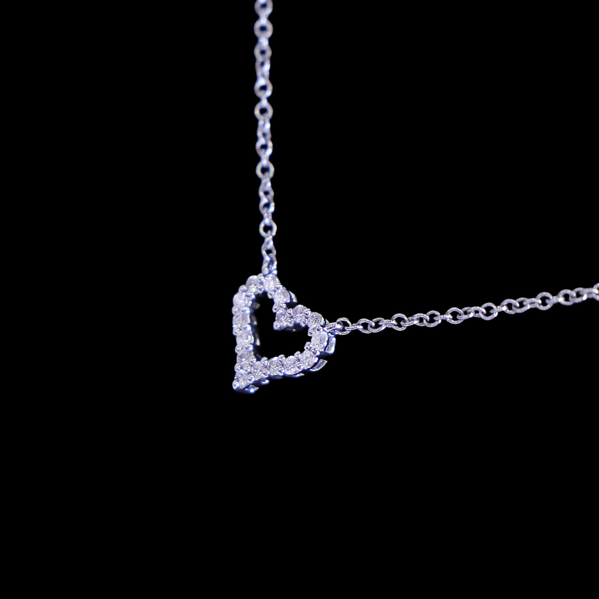 Preloved TIFFANY Sentimental Heart Extra Mini Diamond Necklace 18K Platinum 2.5g | Luxe Again Maison