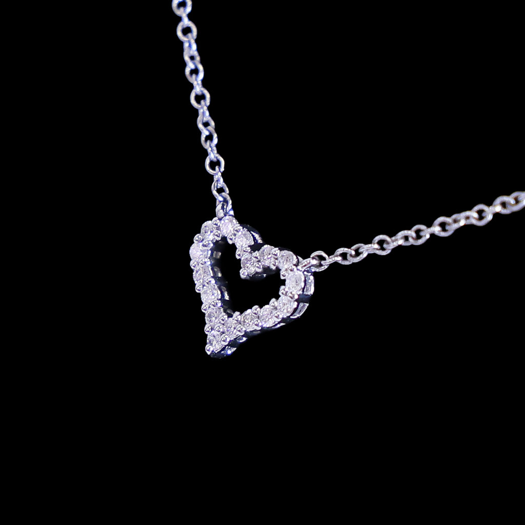 Preloved TIFFANY Sentimental Heart Extra Mini Diamond Necklace 18K Platinum 2.5g | Luxe Again Maison