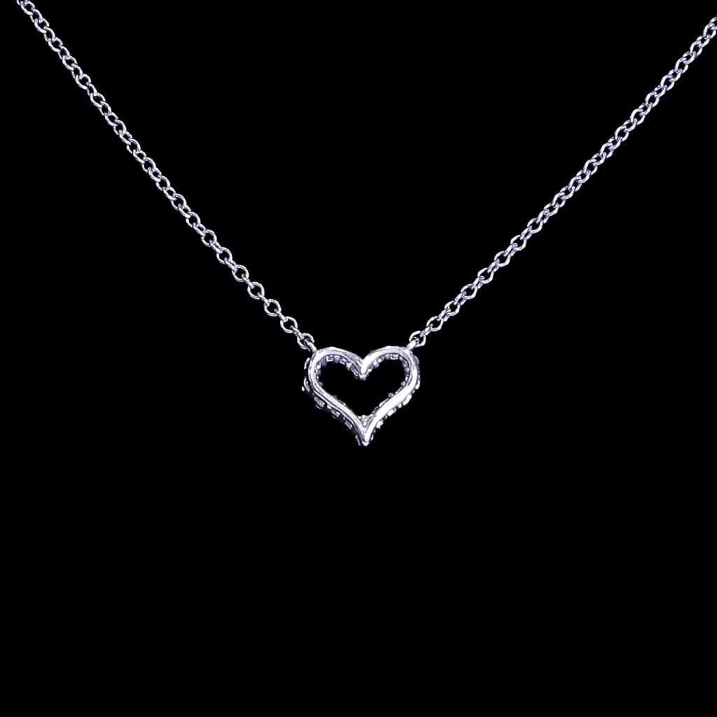 Preloved TIFFANY Sentimental Heart Extra Mini Diamond Necklace 18K Platinum 2.5g | Luxe Again Maison