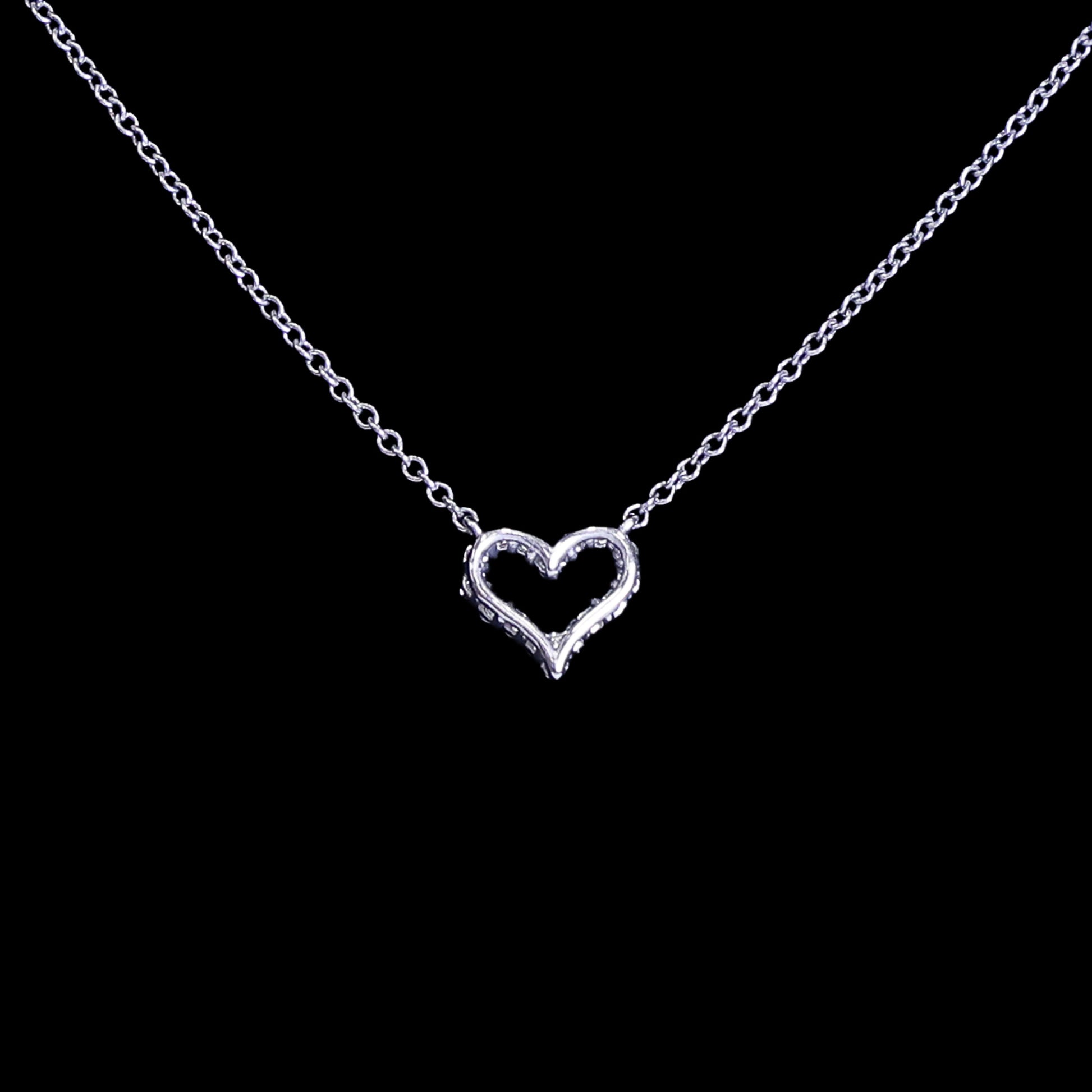 Preloved TIFFANY Sentimental Heart Extra Mini Diamond Necklace 18K Platinum 2.5g | Luxe Again Maison