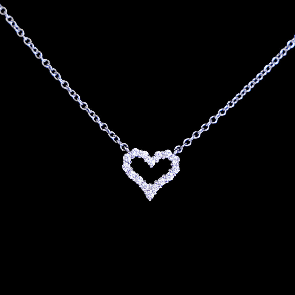 Preloved TIFFANY Sentimental Heart Extra Mini Diamond Necklace 18K Platinum 2.5g | Luxe Again Maison