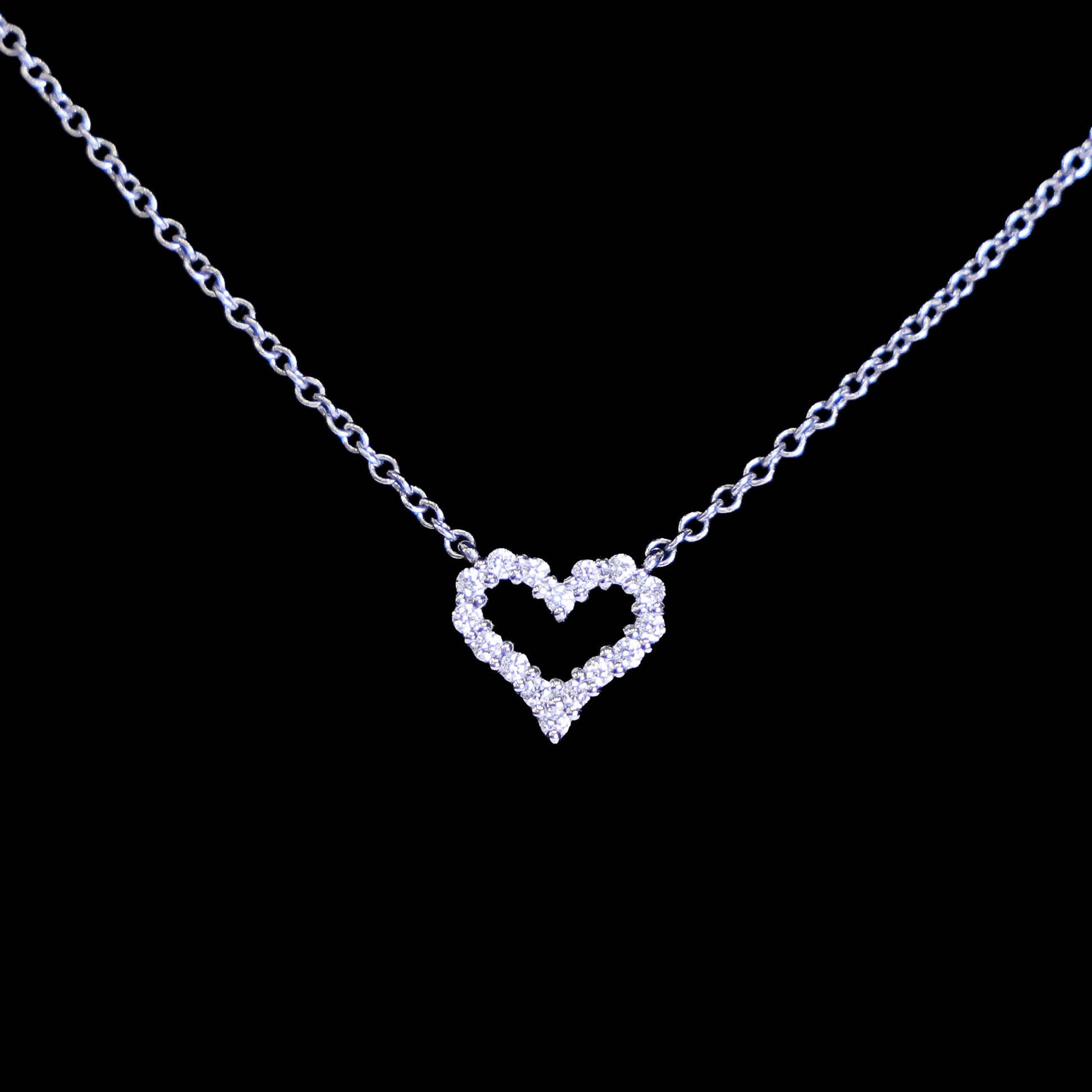 Preloved TIFFANY Sentimental Heart Extra Mini Diamond Necklace 18K Platinum 2.5g | Luxe Again Maison