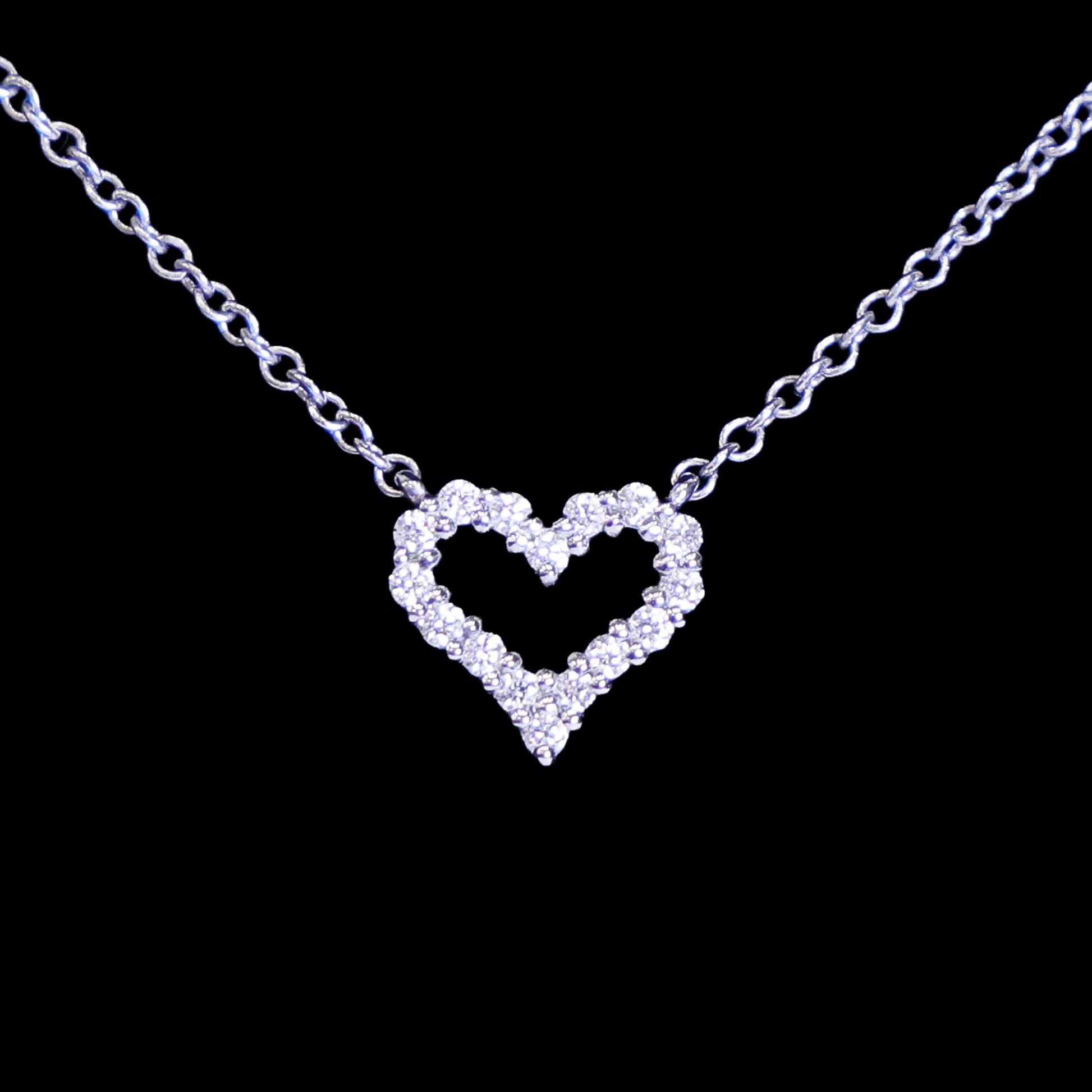 Preloved TIFFANY Sentimental Heart Extra Mini Diamond Necklace 18K Platinum 2.5g | Luxe Again Maison