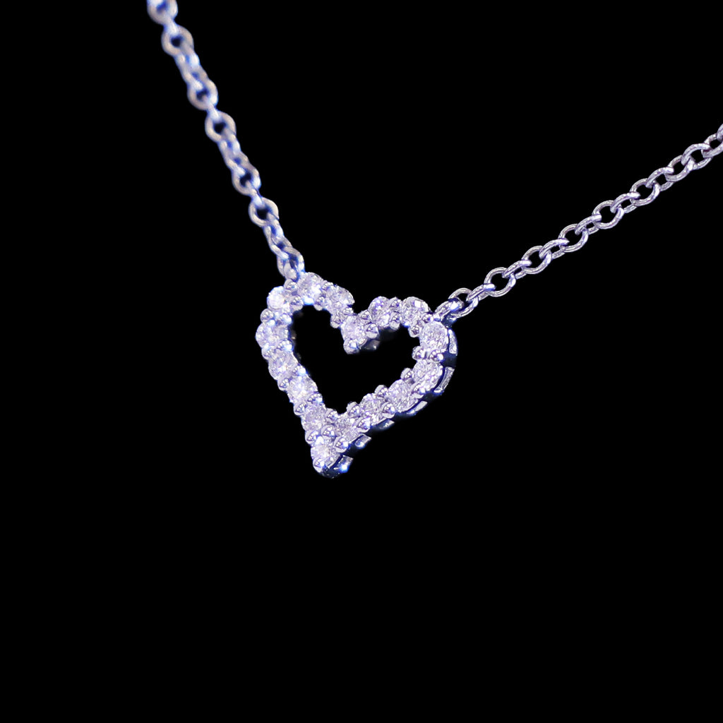 Preloved TIFFANY Sentimental Heart Extra Mini Diamond Necklace 18K Platinum 2.5g | Luxe Again Maison