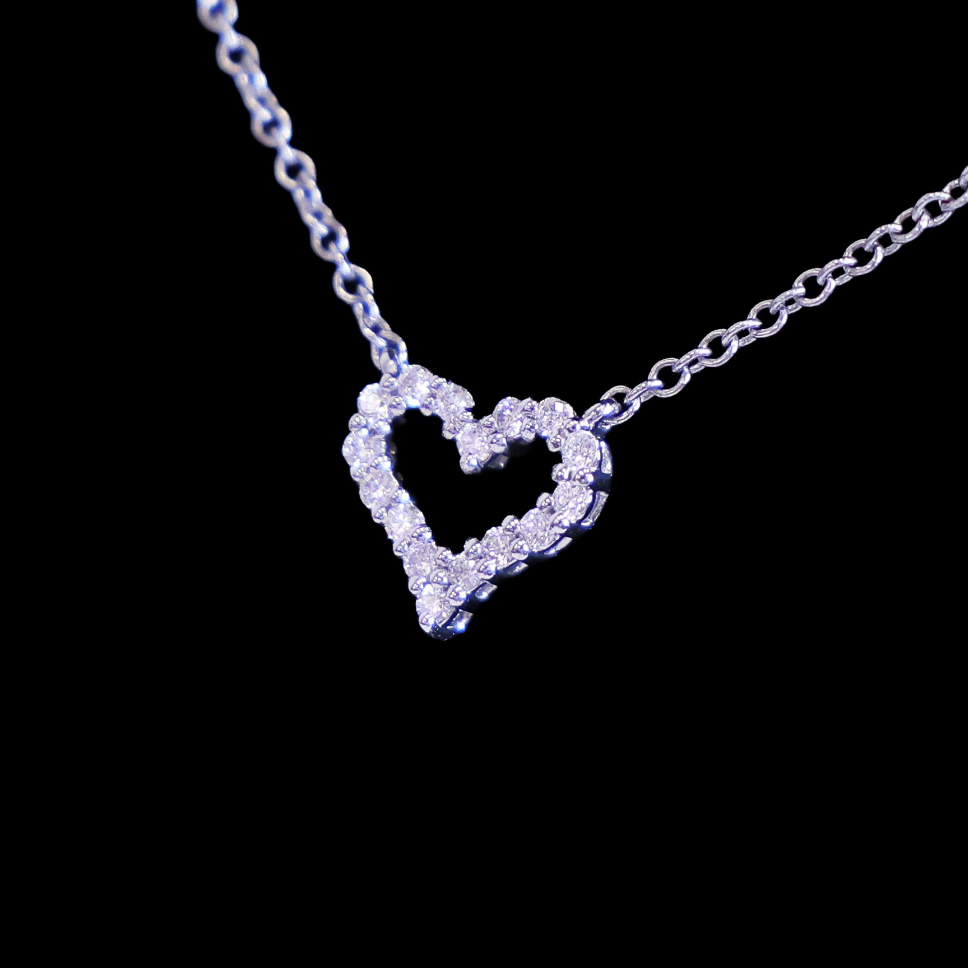 Preloved TIFFANY Sentimental Heart Extra Mini Diamond Necklace 18K Platinum 2.5g | Luxe Again Maison