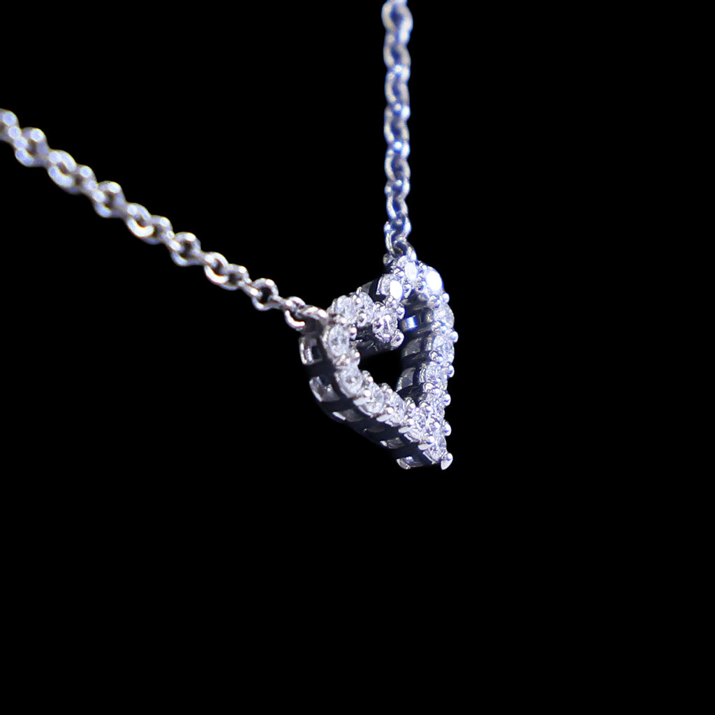 Preloved TIFFANY Sentimental Heart Extra Mini Diamond Necklace 18K Platinum 2.5g | Luxe Again Maison