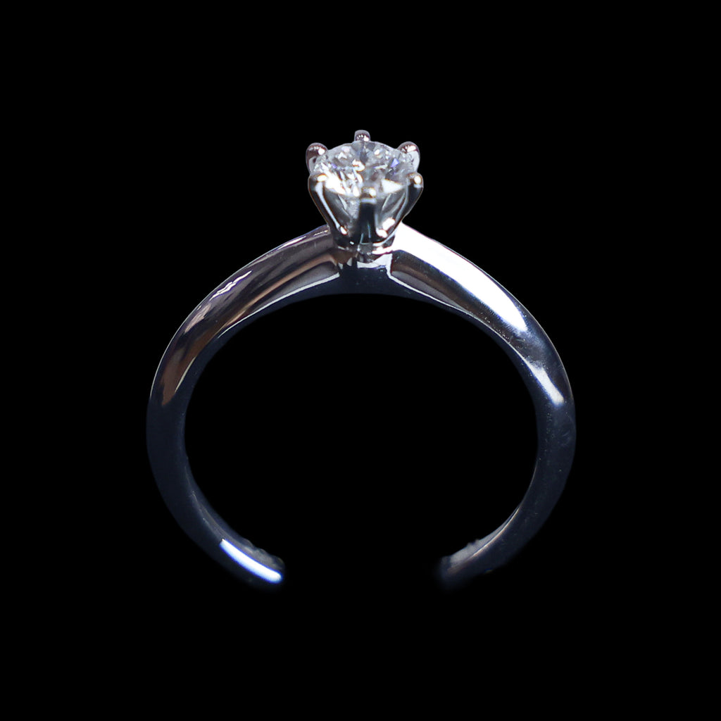 Preowned TIFFANY & Co Solitaire Diamond Ring 18K Platinum 0.30 Carat H VS1 3.6G | Luxe Again Maison