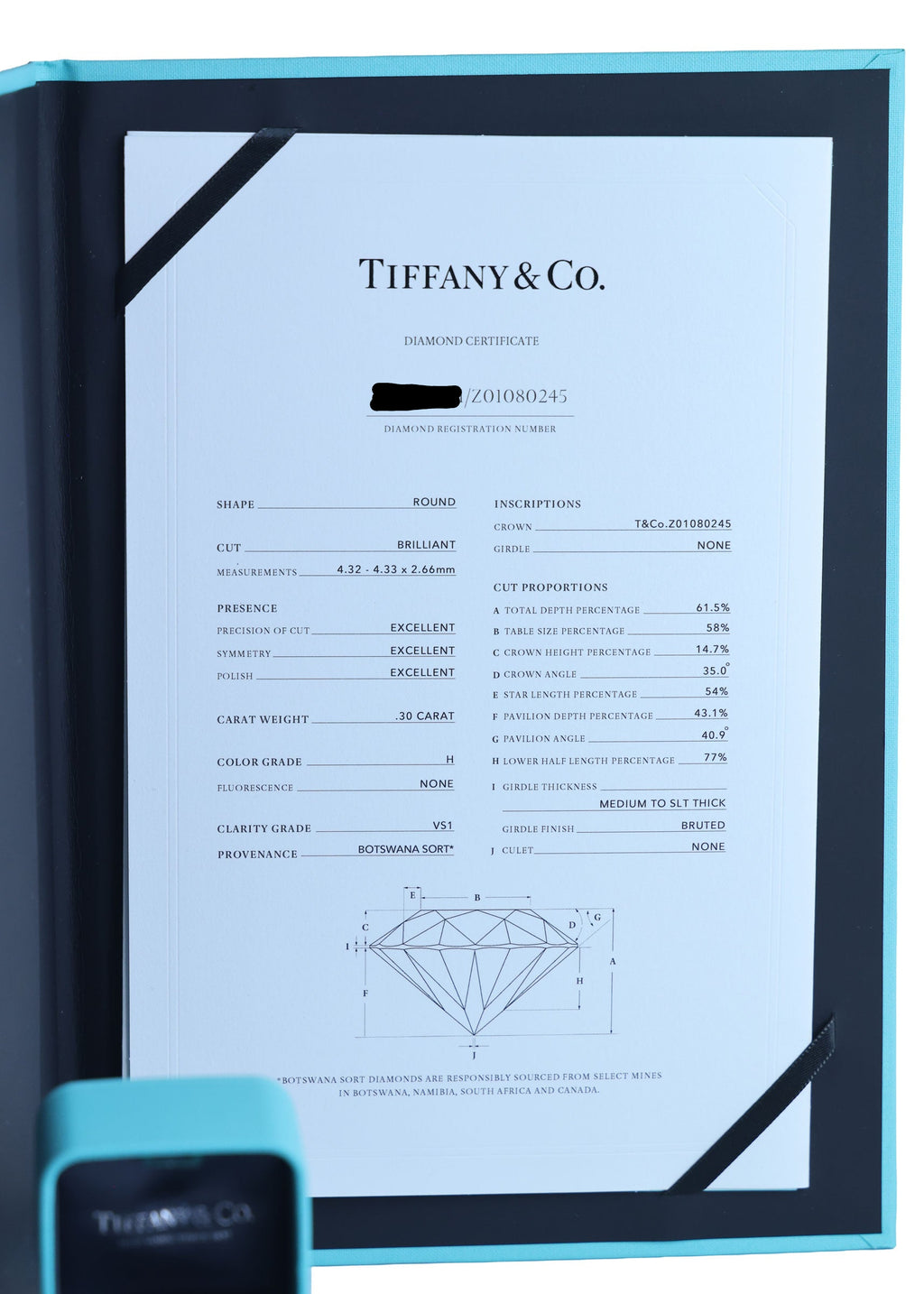 Preowned TIFFANY & Co Solitaire Diamond Ring 18K Platinum 0.30 Carat H VS1 3.6G | Luxe Again Maison