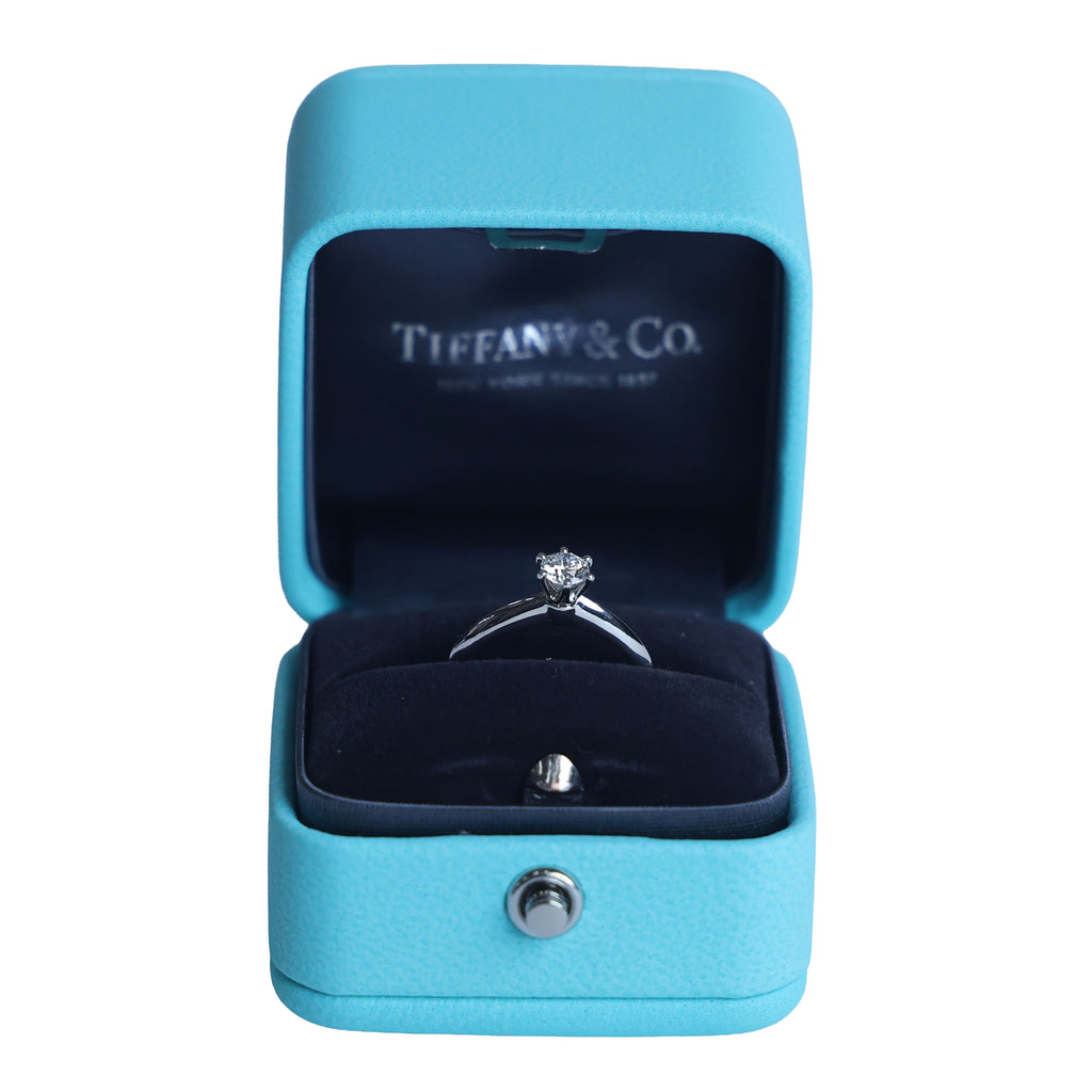 Preowned TIFFANY & Co Solitaire Diamond Ring 18K Platinum 0.30 Carat H VS1 3.6G | Luxe Again Maison
