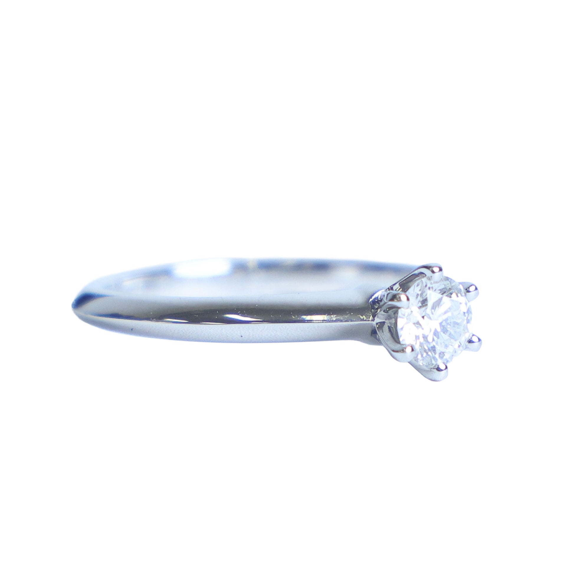 Preowned TIFFANY & Co Solitaire Diamond Ring 18K Platinum 0.30 Carat H VS1 3.6G | Luxe Again Maison