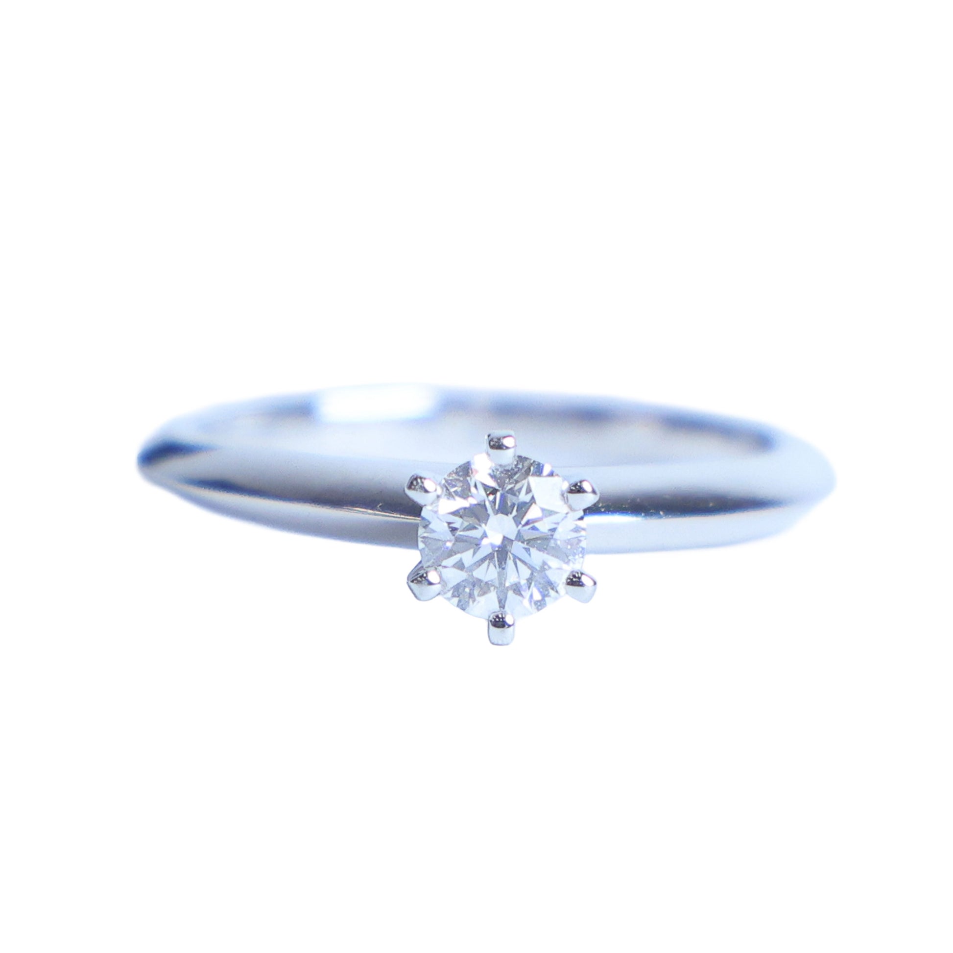 Preowned TIFFANY & Co Solitaire Diamond Ring 18K Platinum 0.30 Carat H VS1 3.6G | Luxe Again Maison