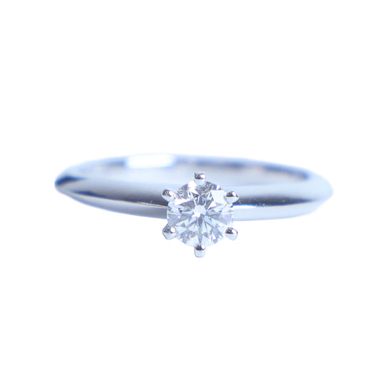 Preowned TIFFANY & Co Solitaire Diamond Ring 18K Platinum 0.30 Carat H VS1 3.6G | Luxe Again Maison